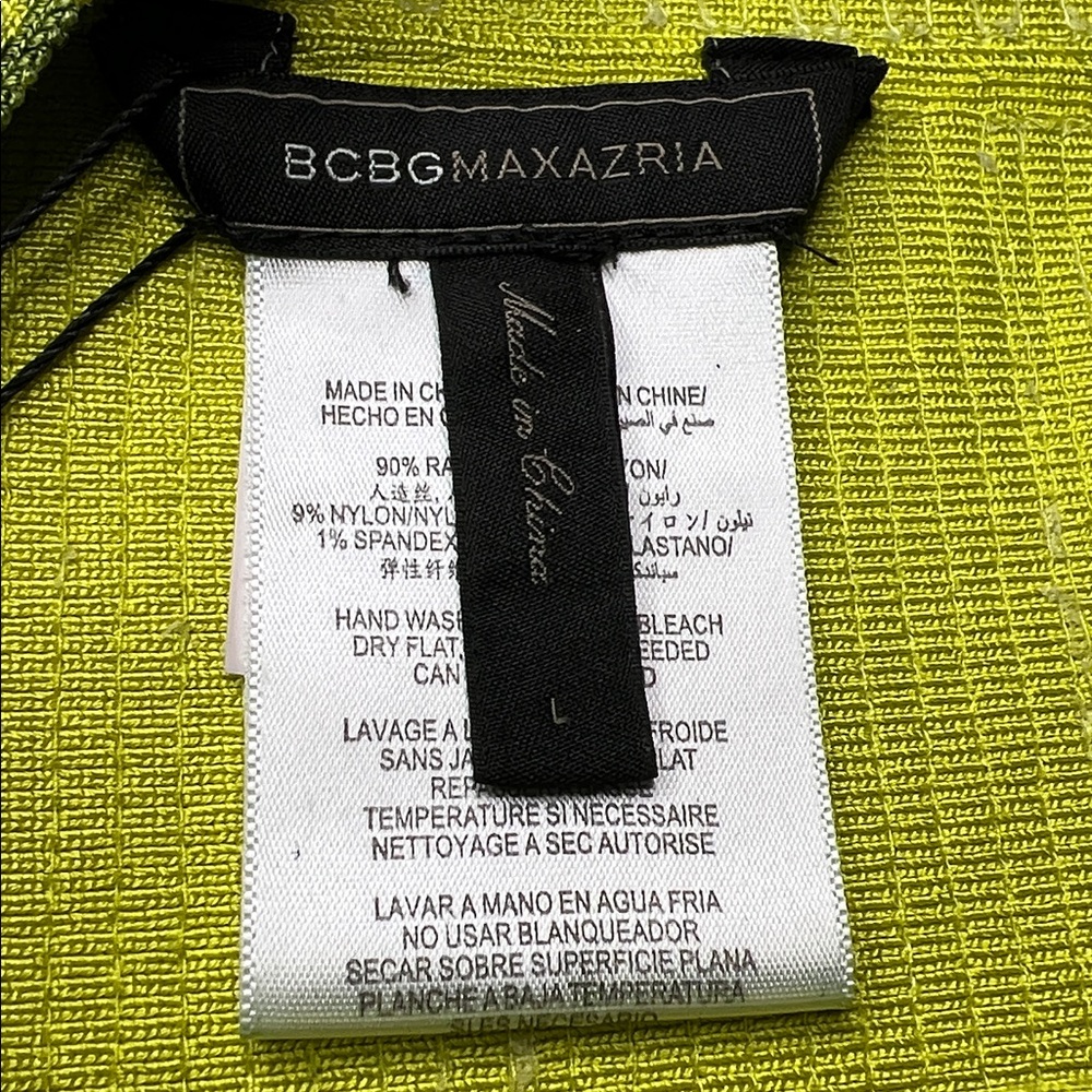 BCBGMAXAZARIA Simone Neon Green Bandage Skirt, Size: Large - Picture 4 of 7